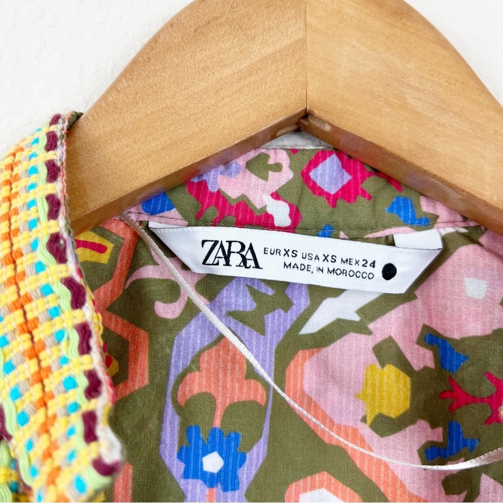 Zara Floral Colorful Blouse Size XS - Picture 5 of 8